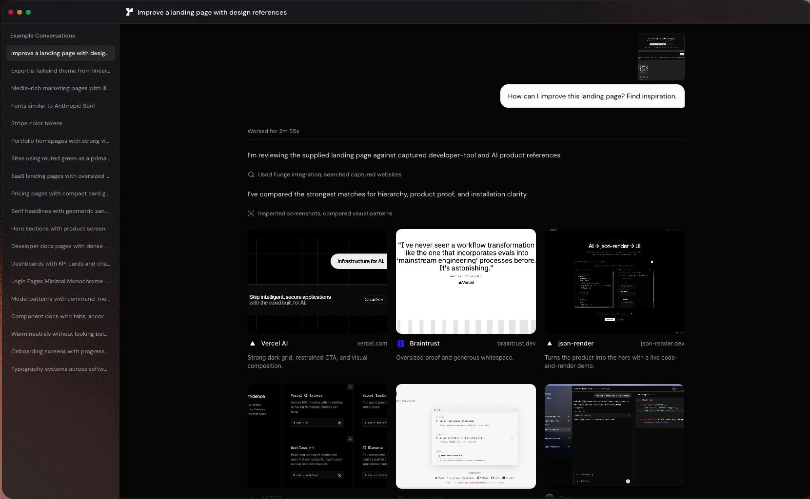Fudge website review with score, findings, and comparison references
