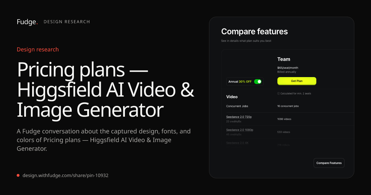 Design Inspiration from higgsfield.ai/pricing
