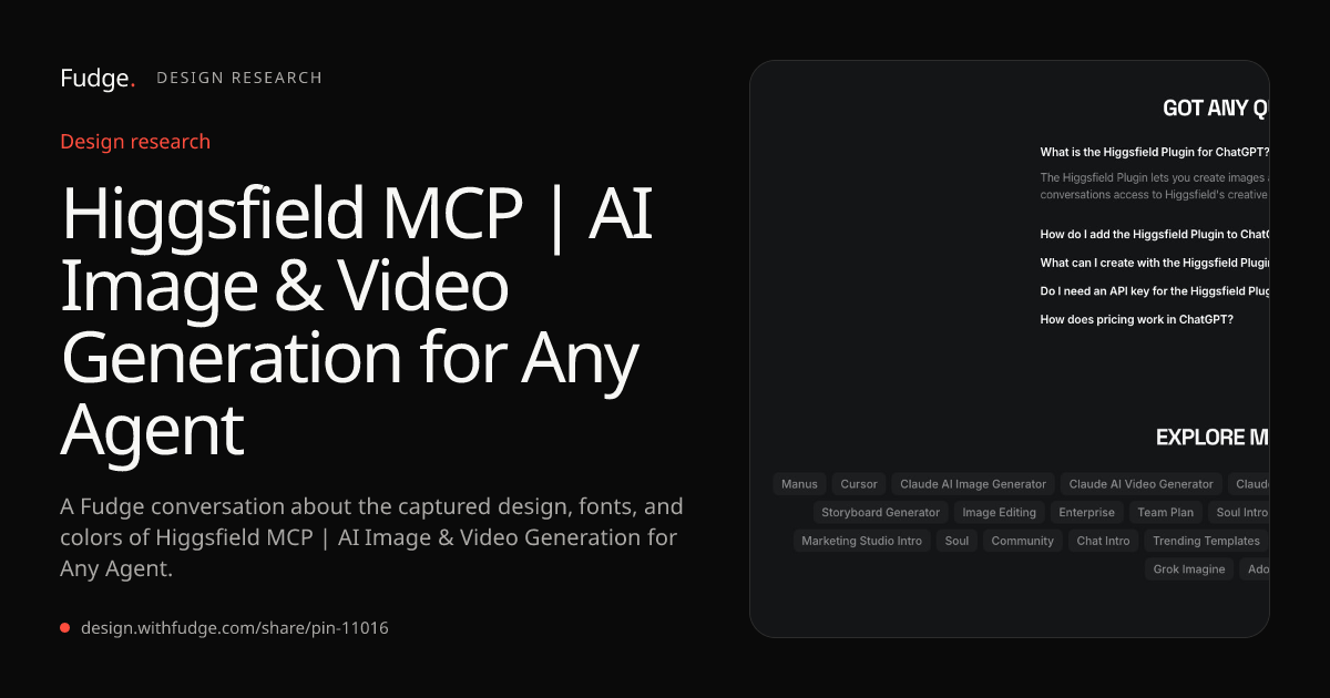 Design Inspiration from higgsfield.ai/mcp?tab=chatgpt