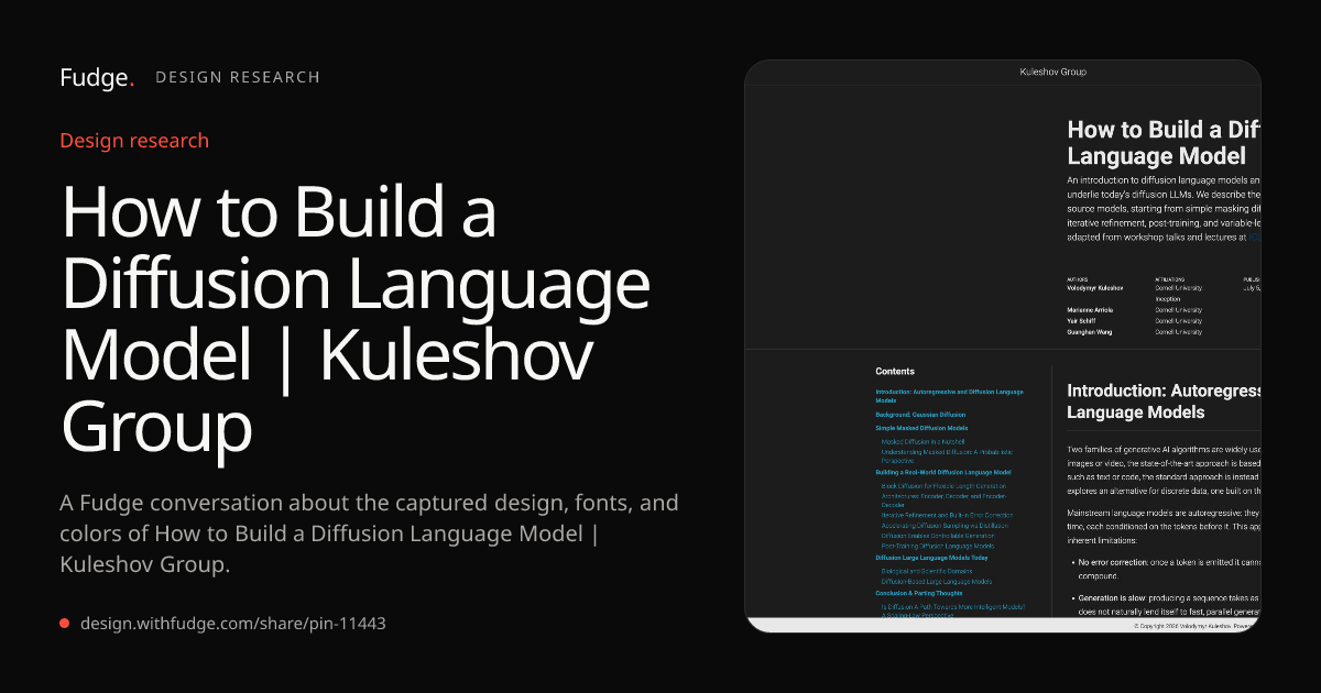 Design Inspiration from kuleshov-group.github.io/blog/blog/2026/how-to-build-a-diffusion-language-model/